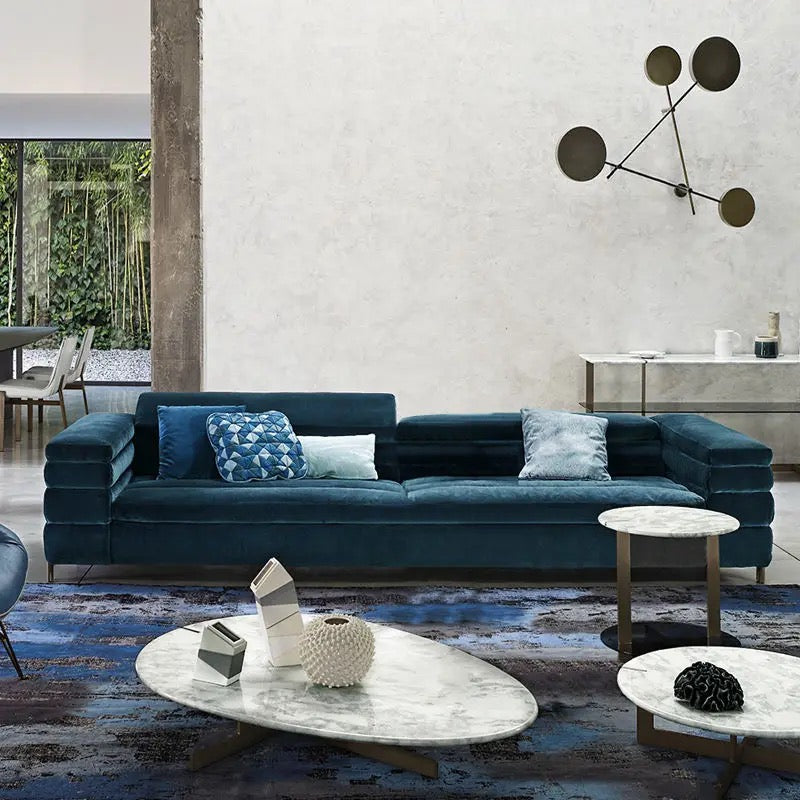 Blue Sofa Home Living Room Luxury Italian Design Furniture Set Dark Blue Velvet Sofas
