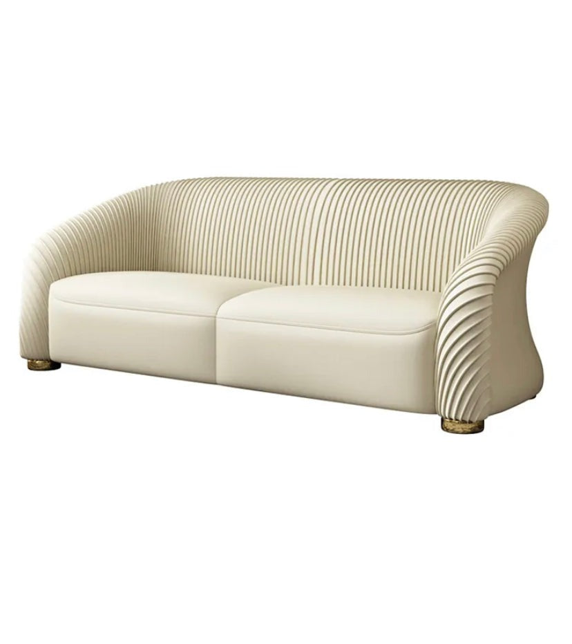 3+2+1 Sofa Set Exquisitely Curved Design Seaming Back Brass Base Green Velvet Sofas