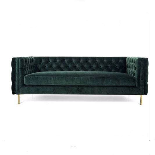 Sofá de 3 plazas con botones de terciopelo verde Otoño Invierno Diseño de sofá