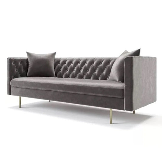 Sofá de 3 plazas Diseño de sofá con botones de terciopelo Otoño Invierno