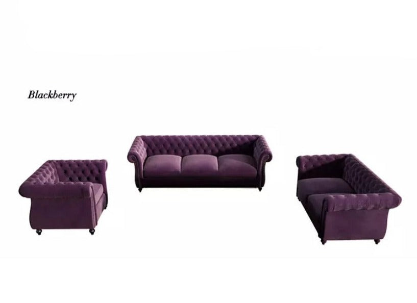 Chesterfield Sofa Living Room Tufted Velvet Sofa Set Furniture