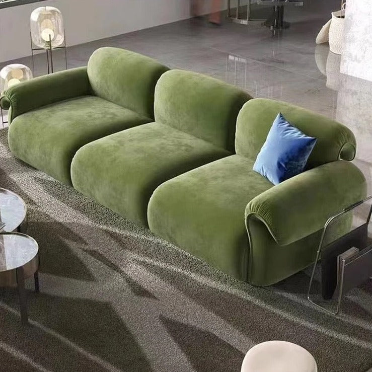 Three Seater Italian Sofa Luxury Living Room Emerald Dark Green Velvet Upholstered Modern Sofas