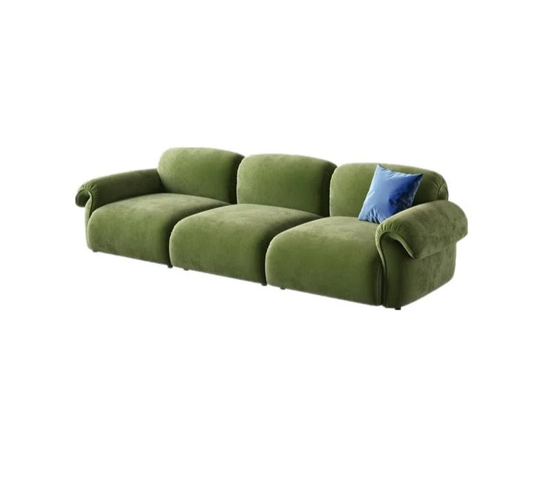Three Seater Italian Sofa Luxury Living Room Army Green Velvet Upholstered Modern Sofas