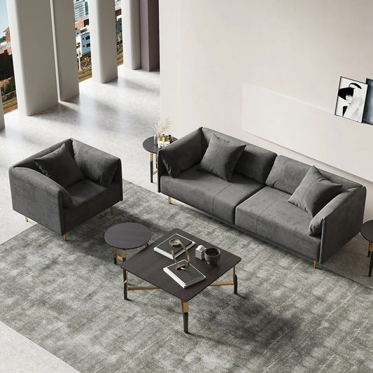 Juego de sofás 3+2+1 Otoño Invierno Sofás de sala de estar de terciopelo de tela de diseño moderno