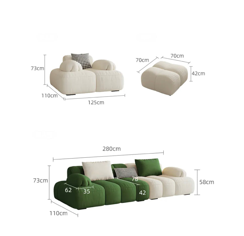 Fall Winter Modern Green Fabric Sofa Modular Sectional Living Room Sofas