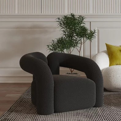 1 Seater Nordic Accent Chair Black Wool Leisure Sofa Armchairs