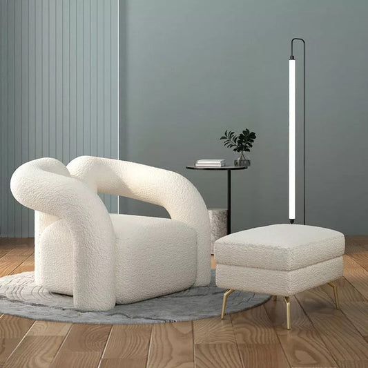 Chaise d'appoint nordique, fauteuils de loisirs en laine blanche 