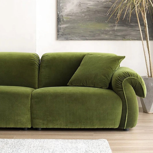 Sofá italiano de lujo con diseño de pulpo para sala de estar, pequeño sofá Vintage de terciopelo verde militar