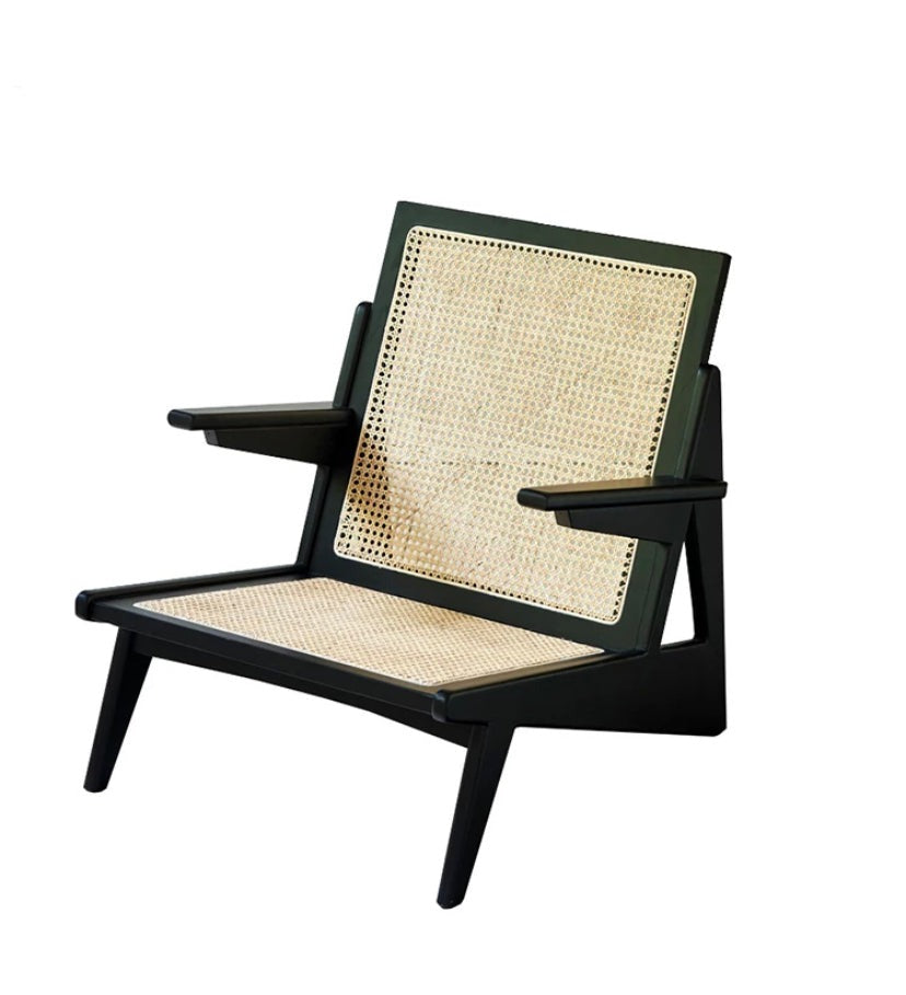 Muebles de oficina en casa, sillón perezoso de madera maciza, silla de ocio de ratán, sillón con respaldo 