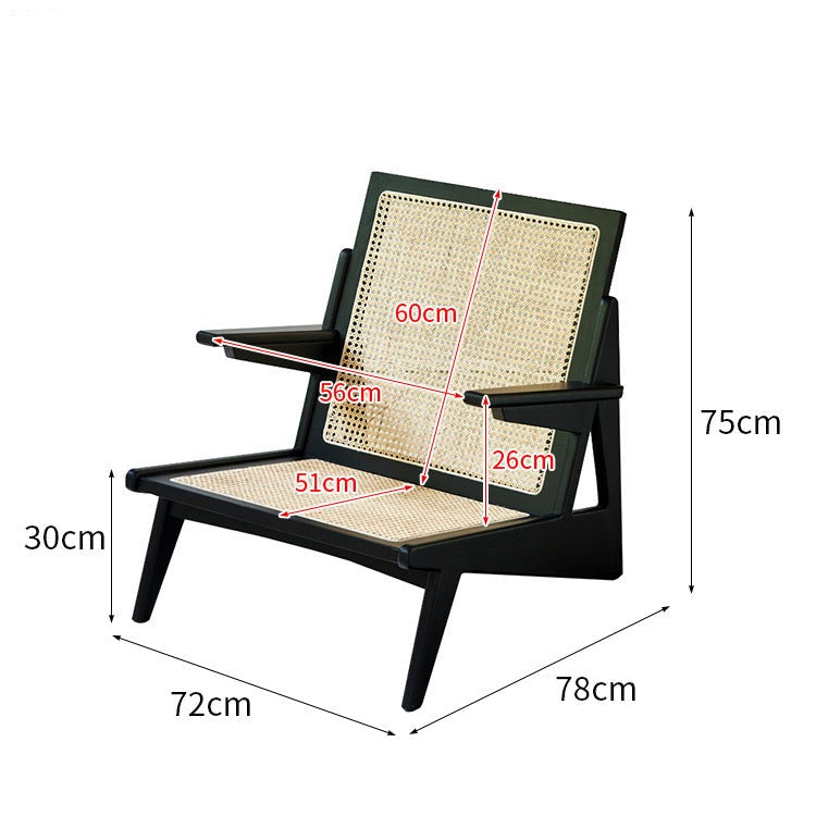 Home Office Furniture Solid Wood Lazy Lounge Rattan Leisure Chair Backrest Armchair