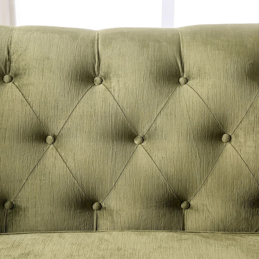 Fall Winter's Nailhead Trim Traces Traditional Green Solid Wood Padded Sofa Design