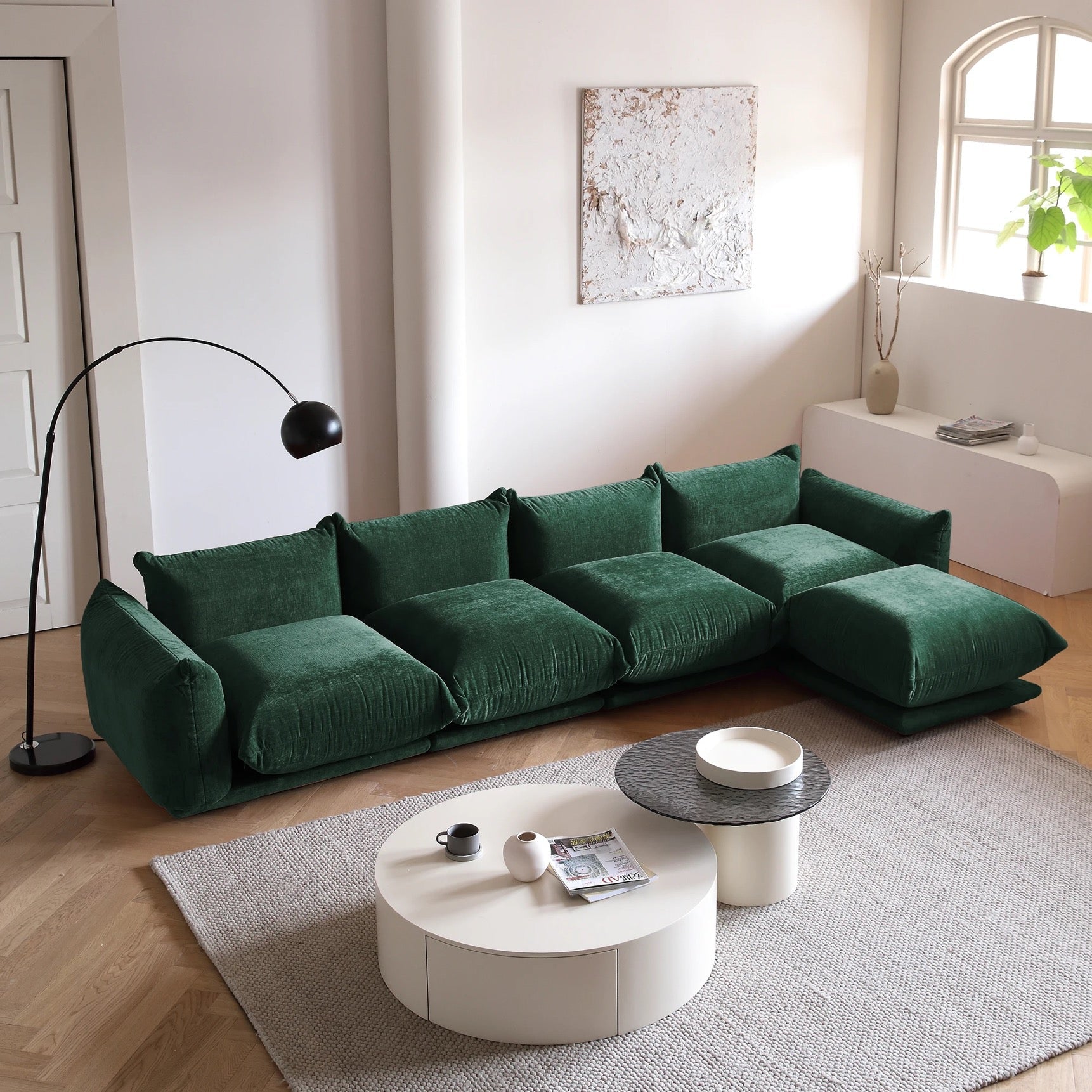 Green Sectional Sofa Fall Winter New Interior Design High Quality Vintage Green Velvet Modular Sectional Sofa Set