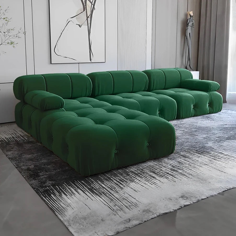 L-Shaped Sofa Luxury Velvet Fabric Large High Density Foam Modular Cloud Sofas Fall Winter Design