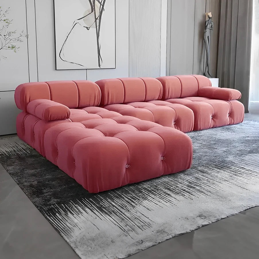 L-Shaped Sofa Luxury Velvet Fabric Large High Density Foam Modular Cloud Sofas Fall Winter Design