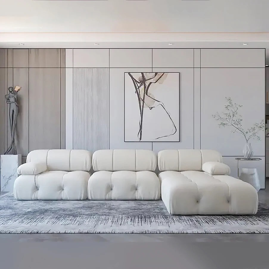 L-Shaped Sofa Luxury Velvet Fabric Large High Density Foam Modular Cloud Sofas Fall Winter Design
