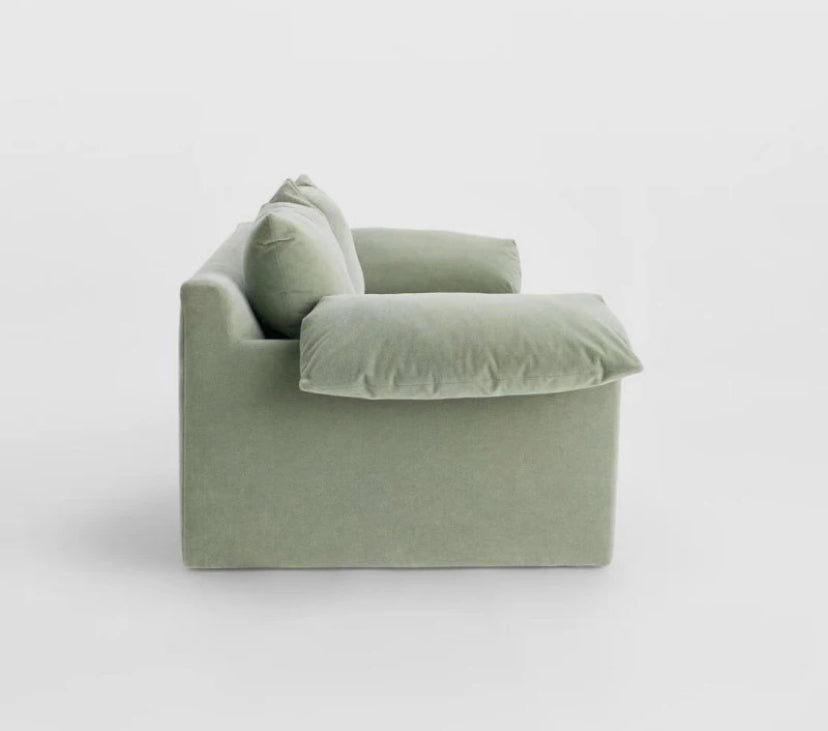 Modern Designs Value City Green Velvet Fabric Double Seat Sofa Living Room