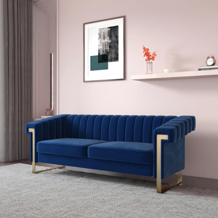 Fall Winter New Modern 3 Seater Blue Chesterfield Sofas Living Room Furniture Design