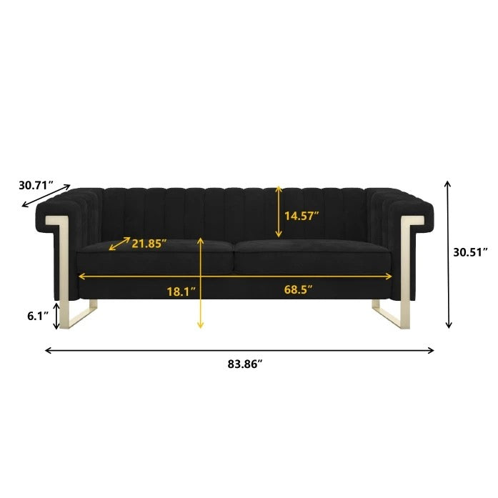 Fall Winter New Modern 3 Seater BlackChesterfield Sofas Living Room Furniture Design