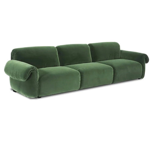 Conjunto de sofás de diseño italiano, combinación de sofás de terciopelo verde de lujo con luz nórdica, muebles para sala de estar y hogar