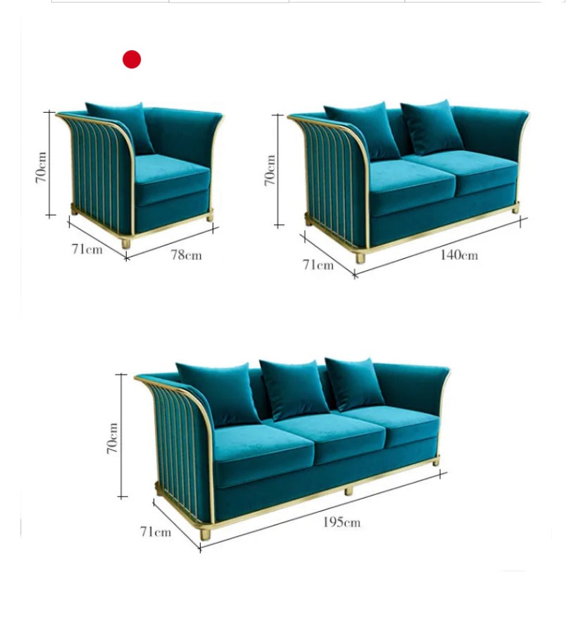 1 Seater Sofa New Living Room Green Blue Velvet Lounge Sofa Design