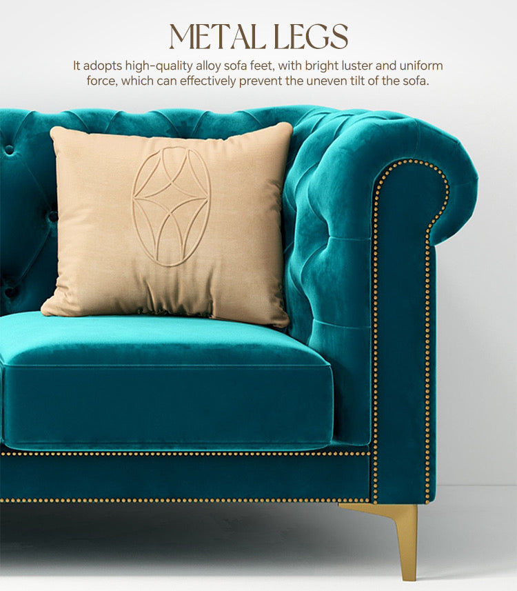 3+2+1 Modern Velvet Fabric Tufted Salon Sofa Set High Quality Chesterfield Living Room Sofas