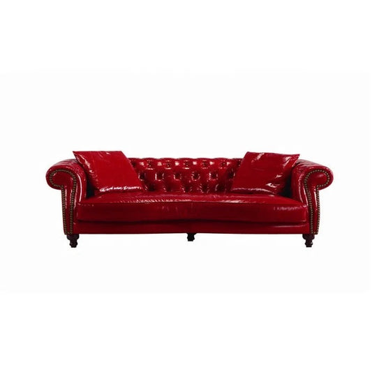 American Classic Button Tufted Leather Sofa Living Room Salon Furniture