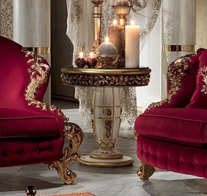 3 Seater Sofa Luxury Classic Baroque Red Velvet Salon Sofa
