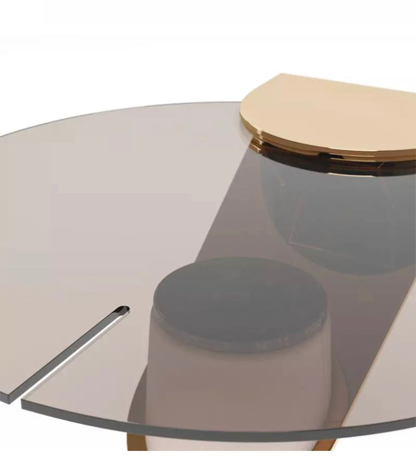Coffee Table Round Glass Modern Luxury High Light Small Side Table