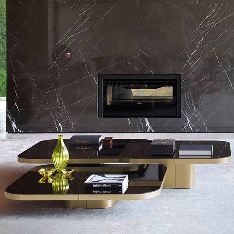 Coffee Table Stainless Steel Toughened Glass Combination Side Table