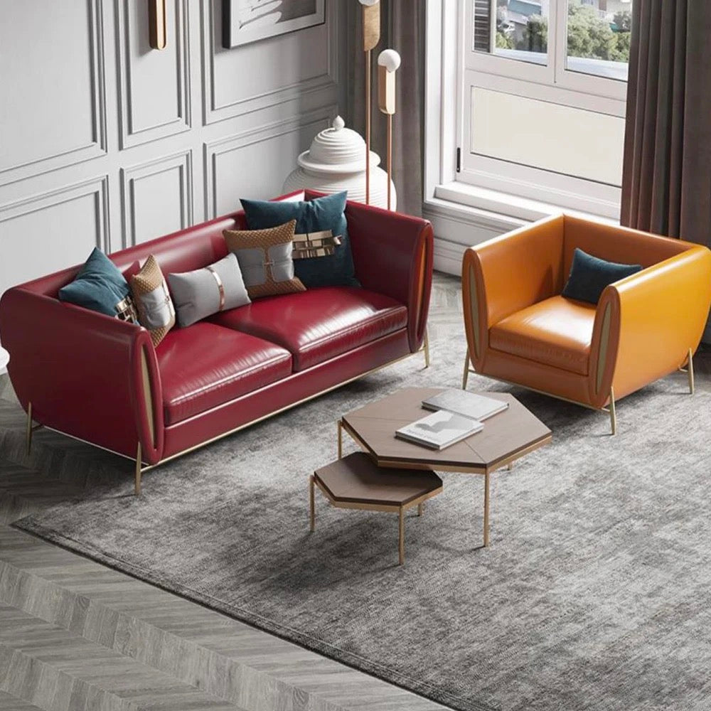 3 Seater Sofa High Quality Red Velvet Living Room Luxury Furniture
