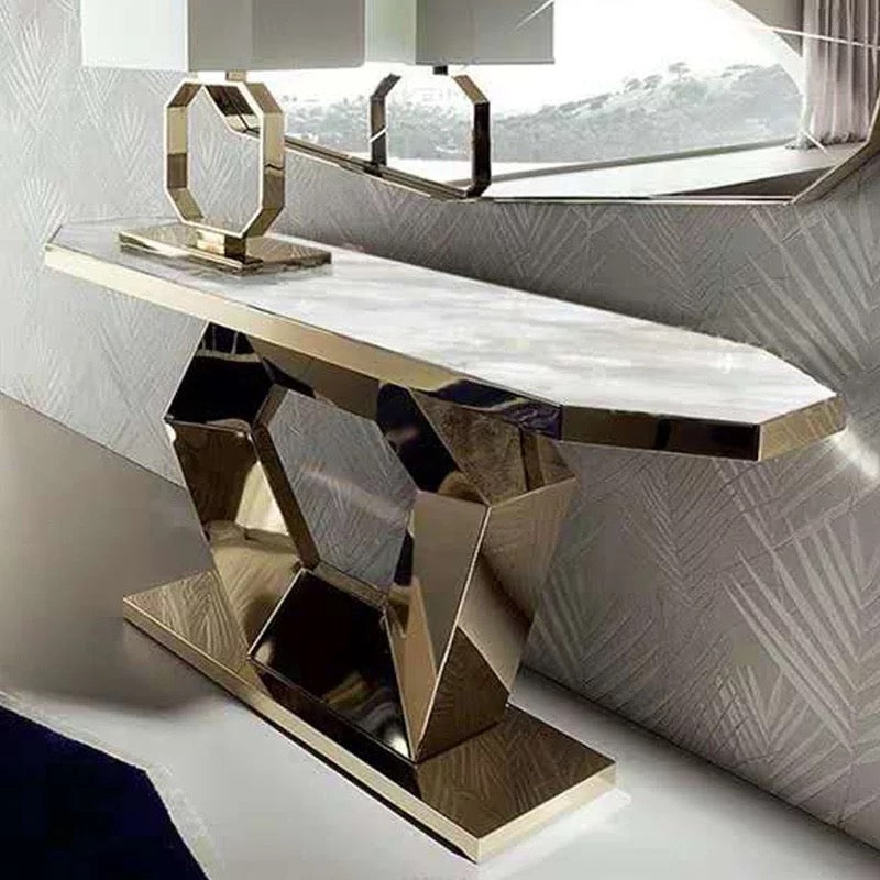 Console Luxury Indoor Furniture Golden Hallway Table With Mirror 