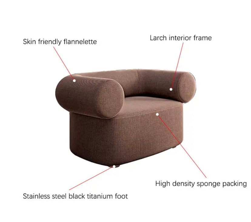 Arm Chair Modern Style Velvet Lobby High-Quality Round Armrest Leisure Single Sofa Chair