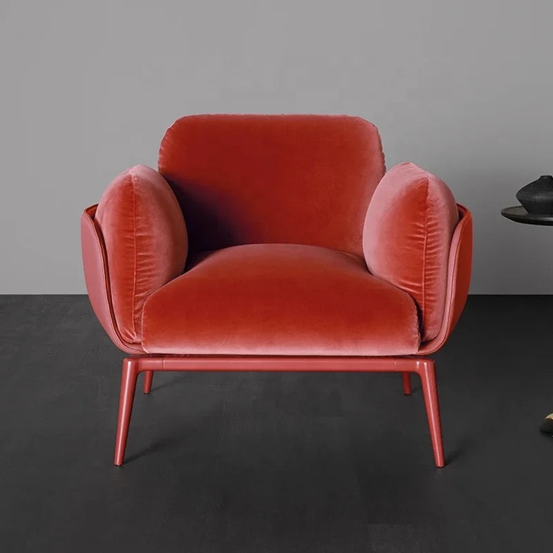 Arm Chair Luxury Red Velvet Modern Office Salon Sofa Chair