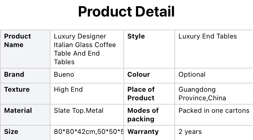 Coffee Table Luxury Italian Designer Glass Coffe End Tables