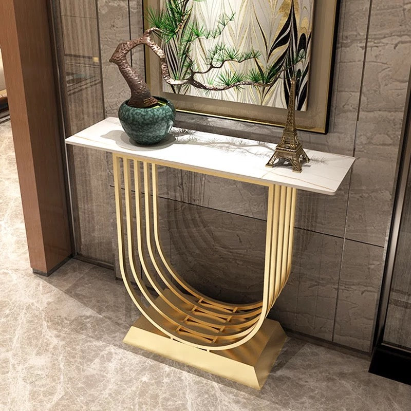 Console Gold Marble Luxury Hallway Wall Table