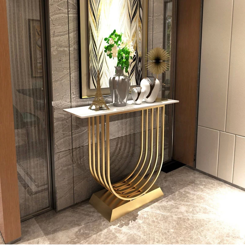Console Gold Marble Luxury Hallway Wall Table
