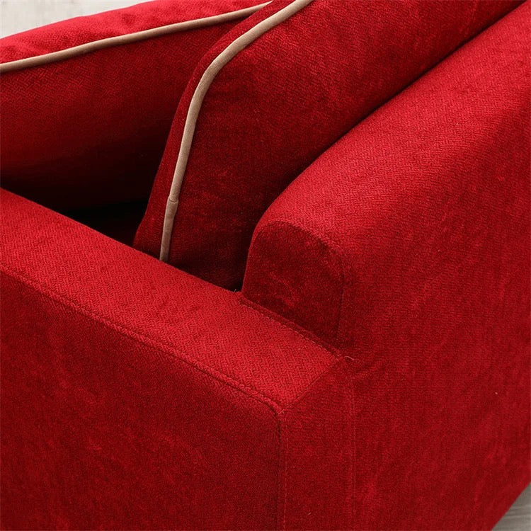 2 Seater Sofa Home Office Nordic Simple Design Velvet Fabric Lazy Red Sofa