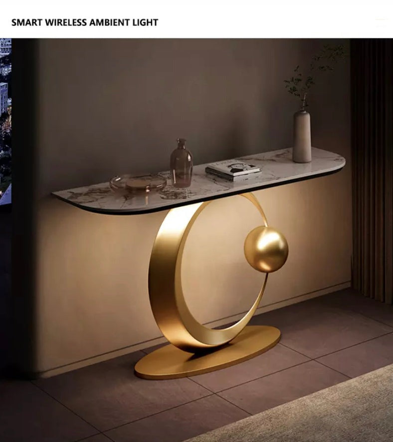 Console Table Marble Gold Stainless Steel Luxury Modern Hallway Table