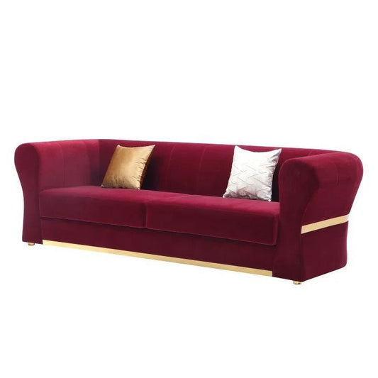 3 Seater Sofa Luxury Living Room Lounge Red Velvet Couches