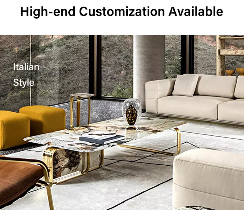Coffee Table Italian Design High Quality Stainless Steel Luxury Nature Marble Table 