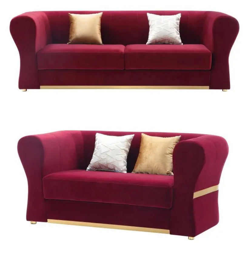 2 Seater Sofa Luxury Living Room Lounge Red Velvet Couches
