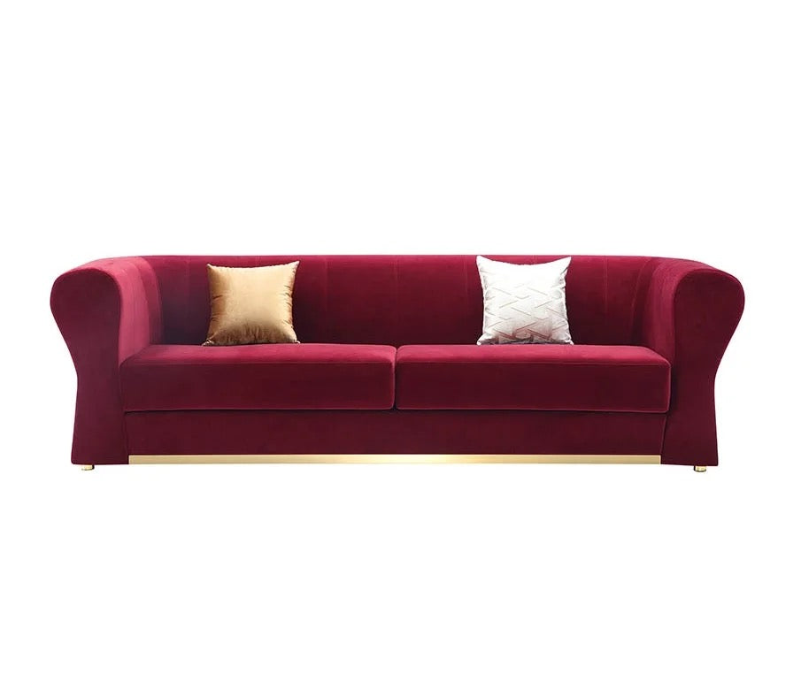 3+2+1 Sofa Set Luxury Living Room Lounge Red Velvet Couch
