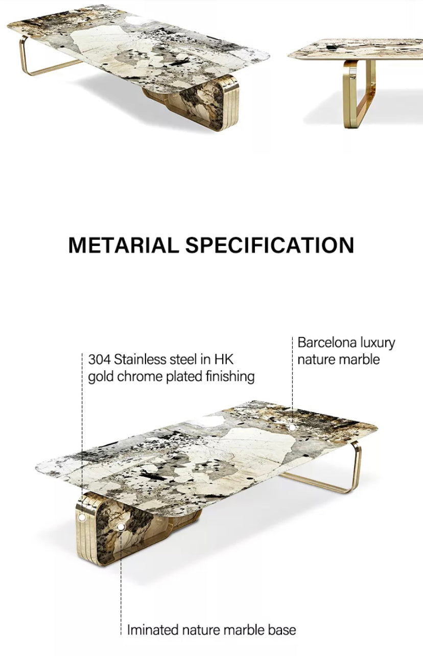 Coffee Table Italian Design High Quality Stainless Steel Luxury Nature Marble Table