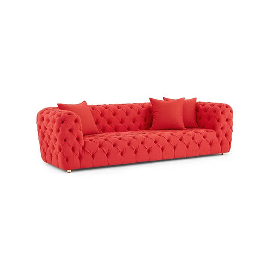 Chesterfield Sofa Salon 4 Seater Red Velvet Sofa