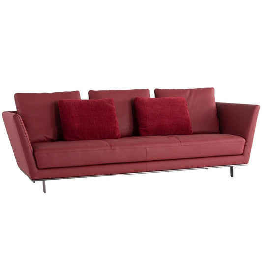 Sofá moderno italiano de 3 plazas, sala de estar, diseño simple, sofá de tela roja 