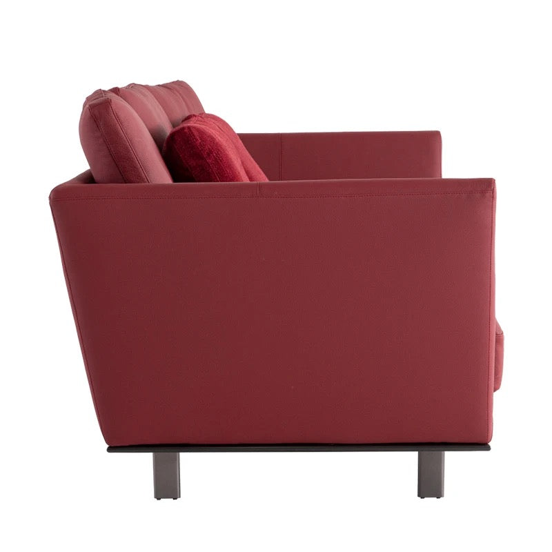 3 Seater Italian Modern Sofa Living Room Simple Design Red Fabric Sofa