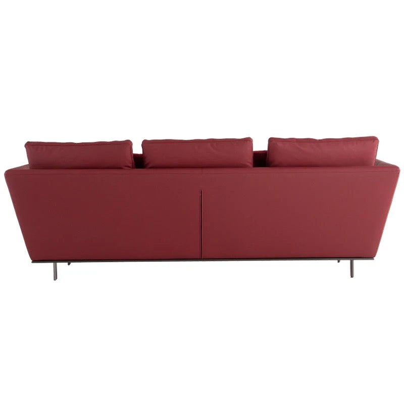 3 Seater Italian Modern Sofa Living Room Simple Design Red Fabric Sofa