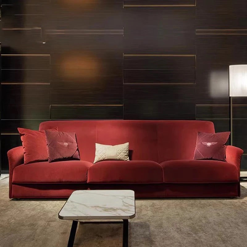 3 Seater Red Velvet Sofa Living Room Estilo European Luxury Furniture 