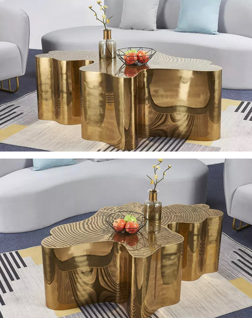 Coffee Tables Irregular Tree Trunk Shape Gold Stainless Steel Center Table