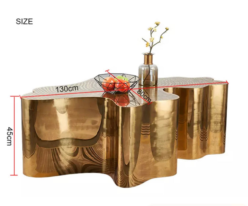 Coffee Tables Irregular Tree Trunk Shape Gold Stainless Steel Center Table